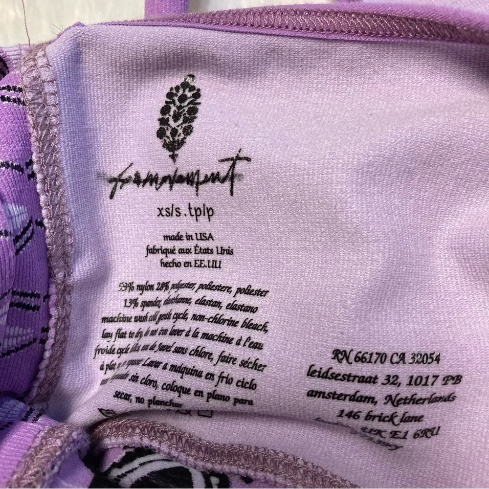 Free People FP Movement Lilac Purple Thong Bodysuit XS / Small NWOT XS/S Stretch